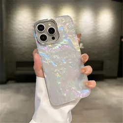 Laser Sea Shell Pattern IMD Phone Case for iPhone 11 12 13 14 15 Pro Max 7 8 Plus X XR XS Max Plating Shockproof Ultrathin Cover
