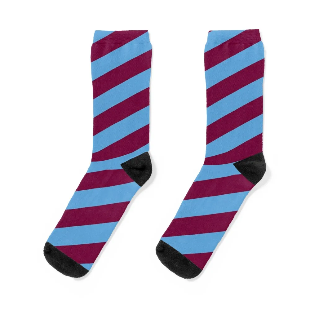 

Aston Villa Claret and Blue Angled Stripes Socks set compression fashionable christmas gift Women's Socks Men's