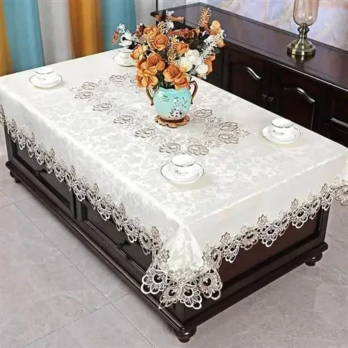 

European style coffee table, tablecloth, lace living room, modern and minimalist fabric art