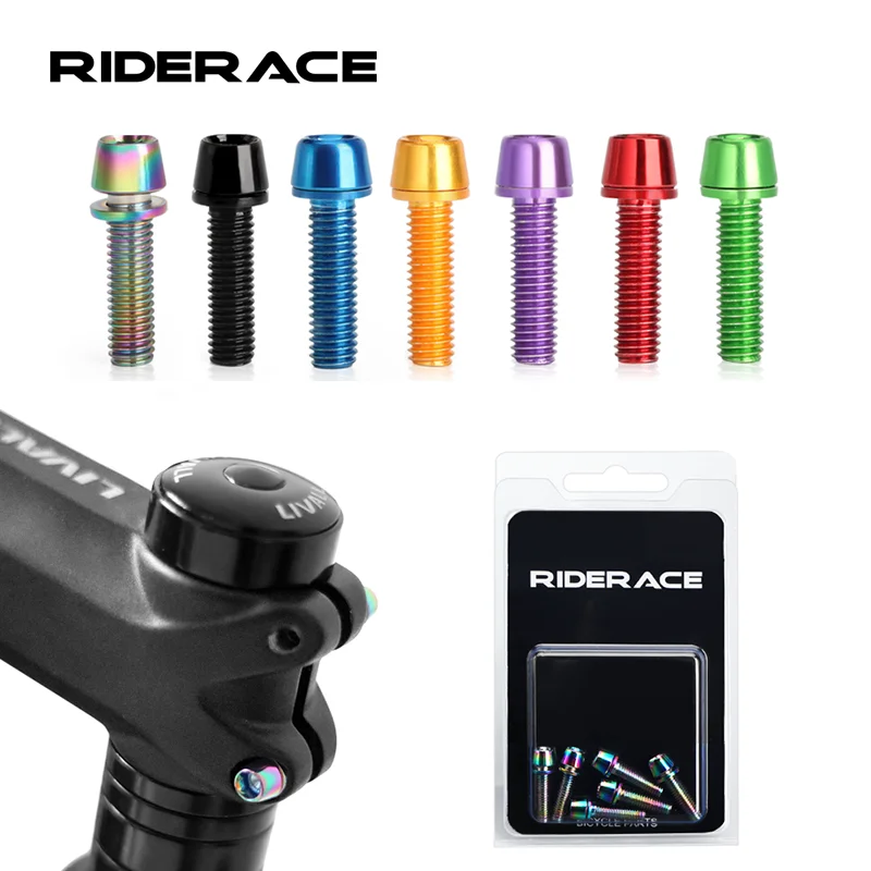 Tornillos para manillar de bicicleta de montaña, accesorios coloridos de acero inoxidable chapados en titanio, M5 x 18MM, 6 unids/set por juego