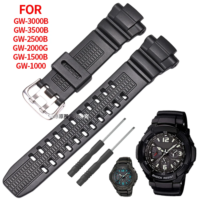 Black Resin Watchband For GW-2000 GW-3500B GW-3000B G-1200B G-1250B  Wristband Silicone Watch Bracelet Strap Accessories band