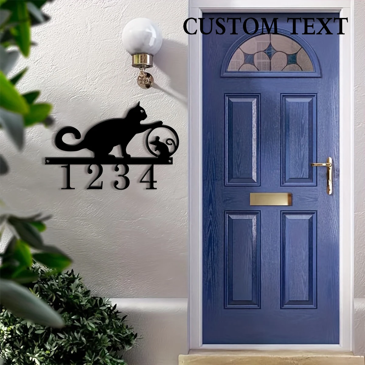 1Pc Custom cat Metal Door Street Address Number Sign,Ideal Home Room Garden Farm Fence Office Windows Wall Post Box Decor Gift view 3