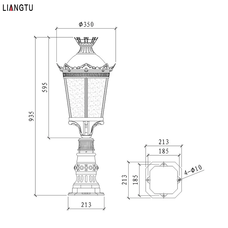 عالية السطوع حديقة عمود مصباح Ip65 مقاوم للماء الكهربائية E27 بوابة عمود مصباح أضواء عمود أوروبي