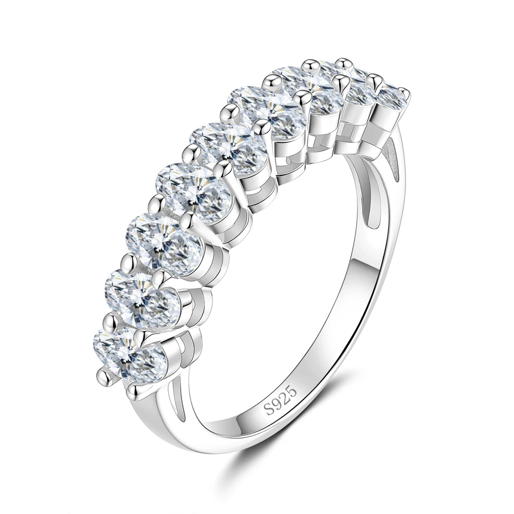 

Real D Color VVS1 all Moissanite Ring S925 Sterling Silver Wedding Rings For Women Birthday Anniversary Party Jewelry Gift