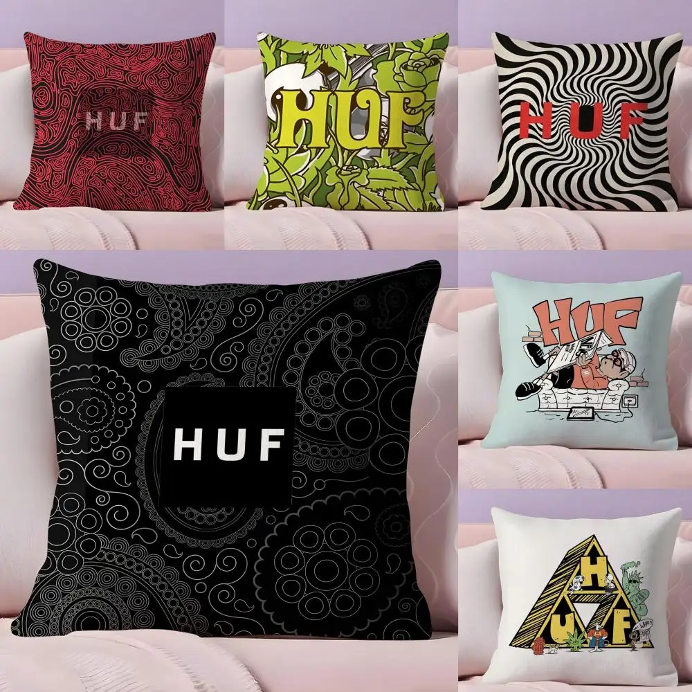 Marca h-huf moda capa de almofada tecido de pelúcia macio dupla face impresso sofá quente inverno casa presente fronha