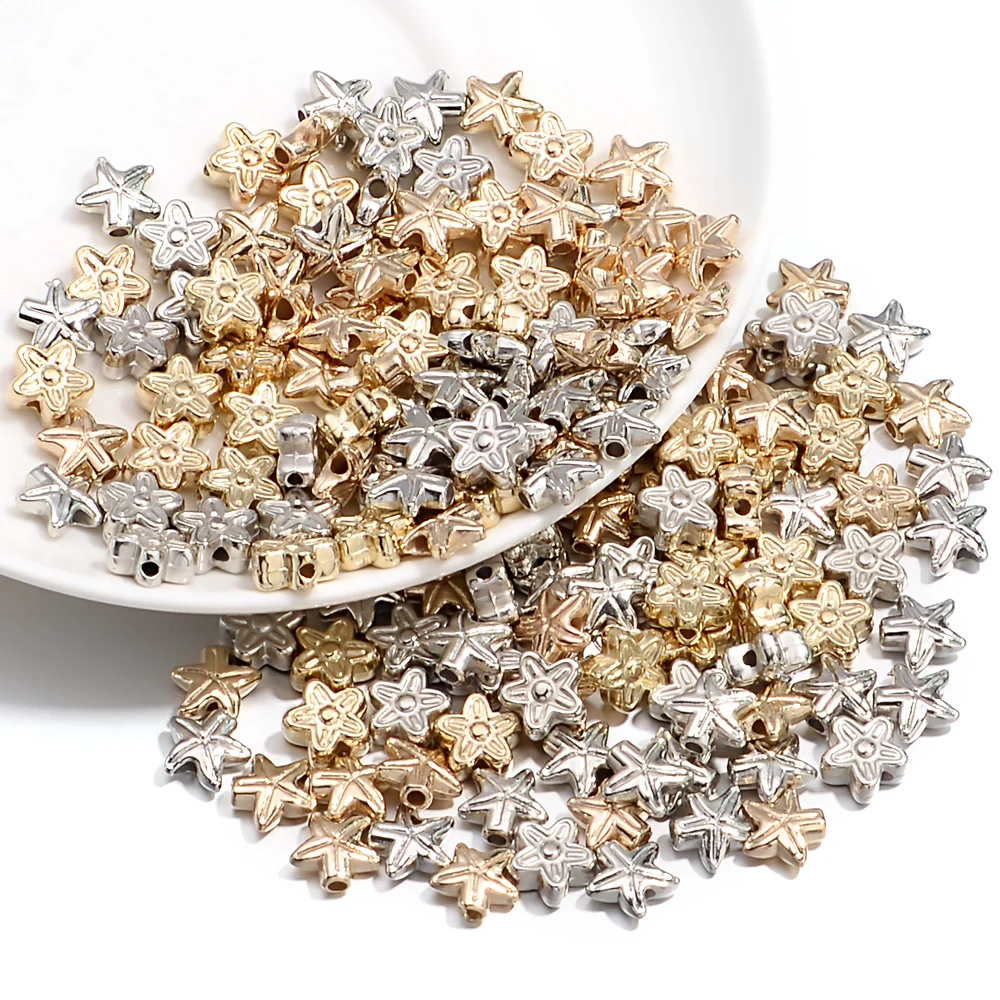 20/30/100Pcs Heart Flower Shaped CCB Beads KC Gold Color Loose Spacer Beads For Jewelry Making Pendant Bracelet DIY Accessories