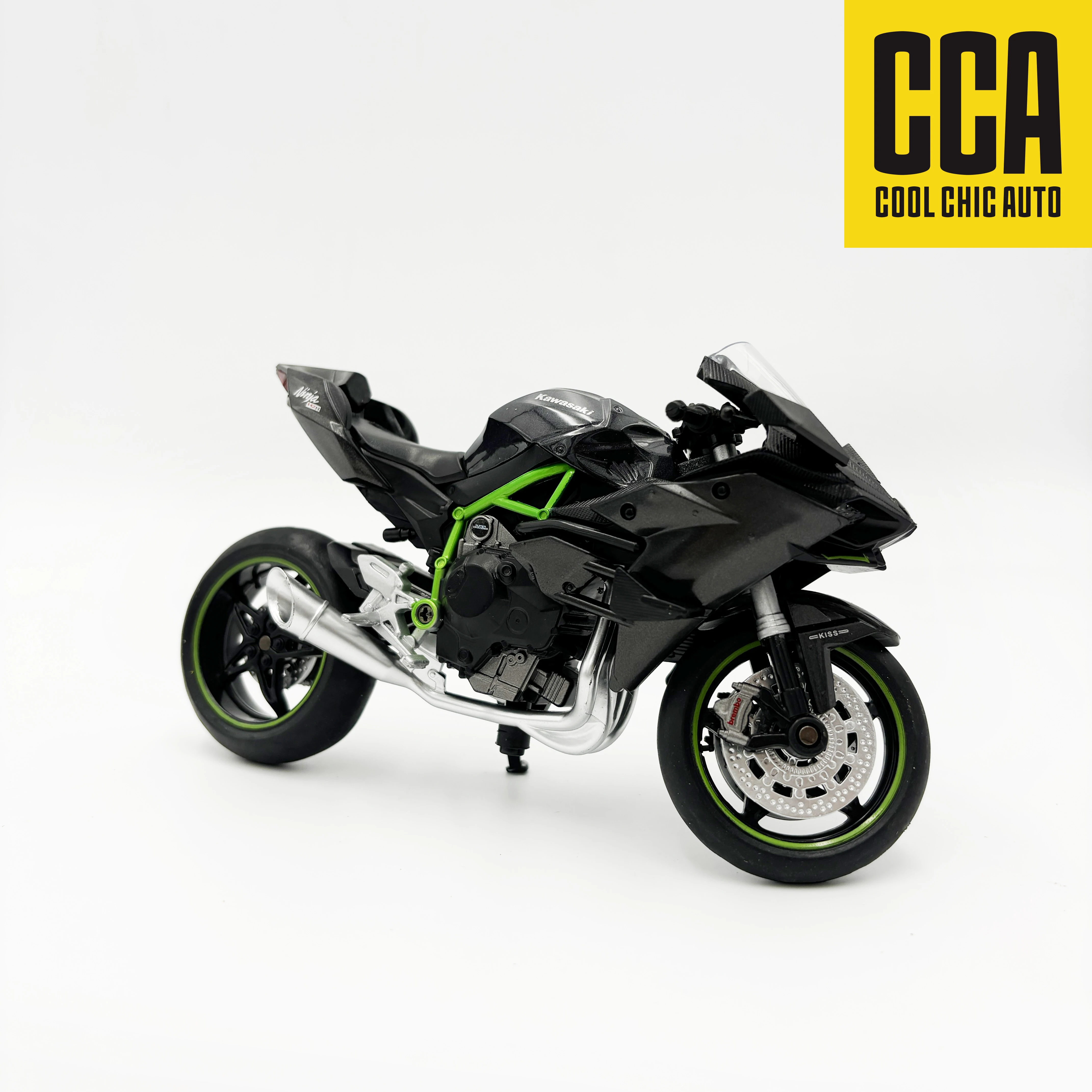 

Мотоцикл Kawasaki R в масштабе 1:12, корпус из сплава, в положении вертикальной стоячей позы, руль может вращаться, коллекционная игрушка, праздничный подарок.