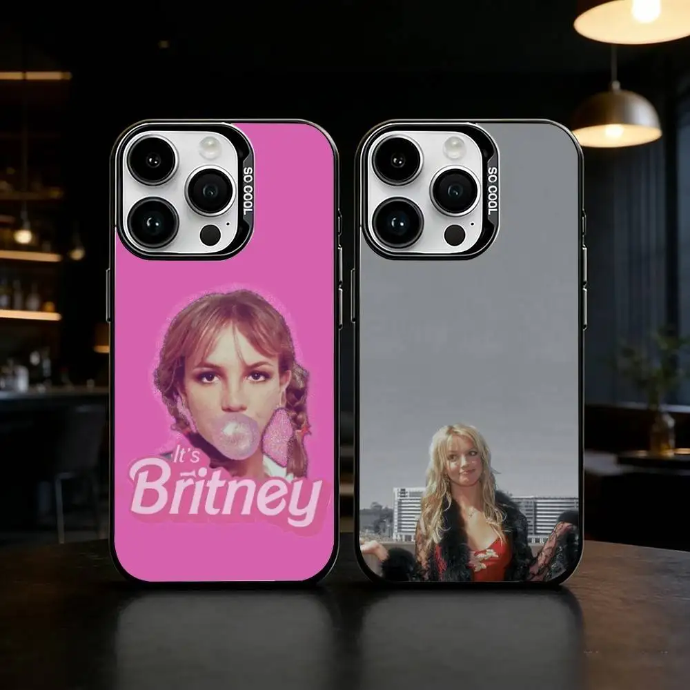 

B-Britney SINGER S-Spears Phone Case Color Silver Shell For IPhone 17 16 15 14 13 12 11 Pro Max Plus