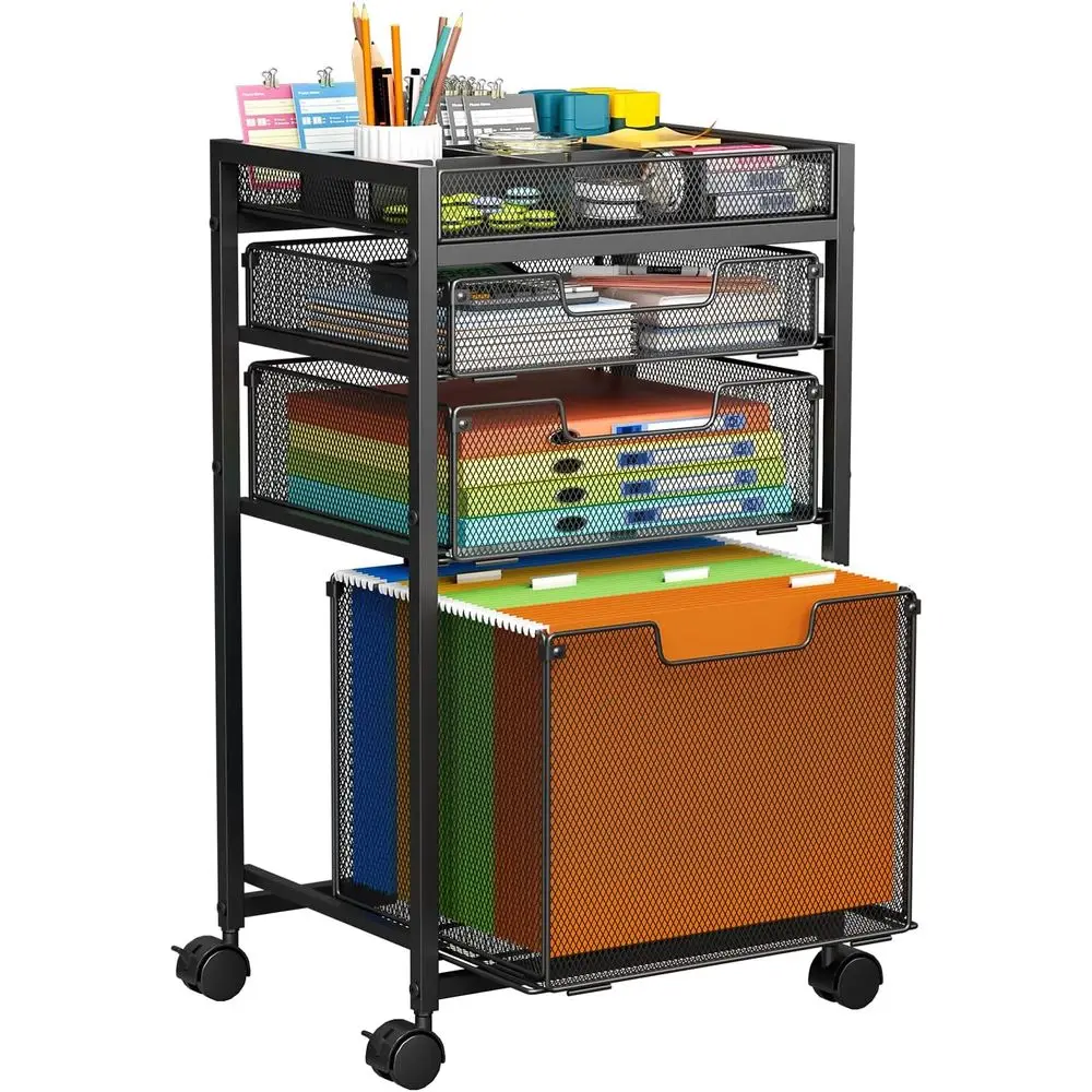 

Rolling File Cart with 3 Storage Drawers, Under Desk Filing Cabinet with DIY Divider, Hanging File Folder Organizer on Wheels, F
