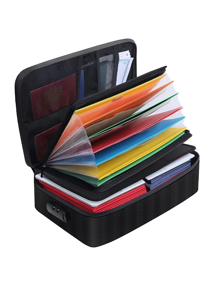 2 pçs/set objetos de valor com bloqueio alça de transporte caixa de documentos à prova de fogo faraday bolsa certificados portátil duplo zíper ened