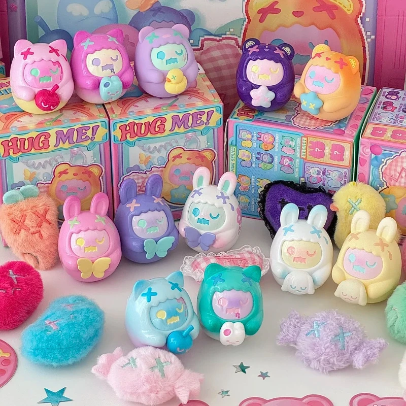 

ShinWoo Hug Mini Blind Box Cute Anime Figure Mystery Box Surprise Bag PVC Desktop Decor Plush Doll Collect Action Toys Girl Gift