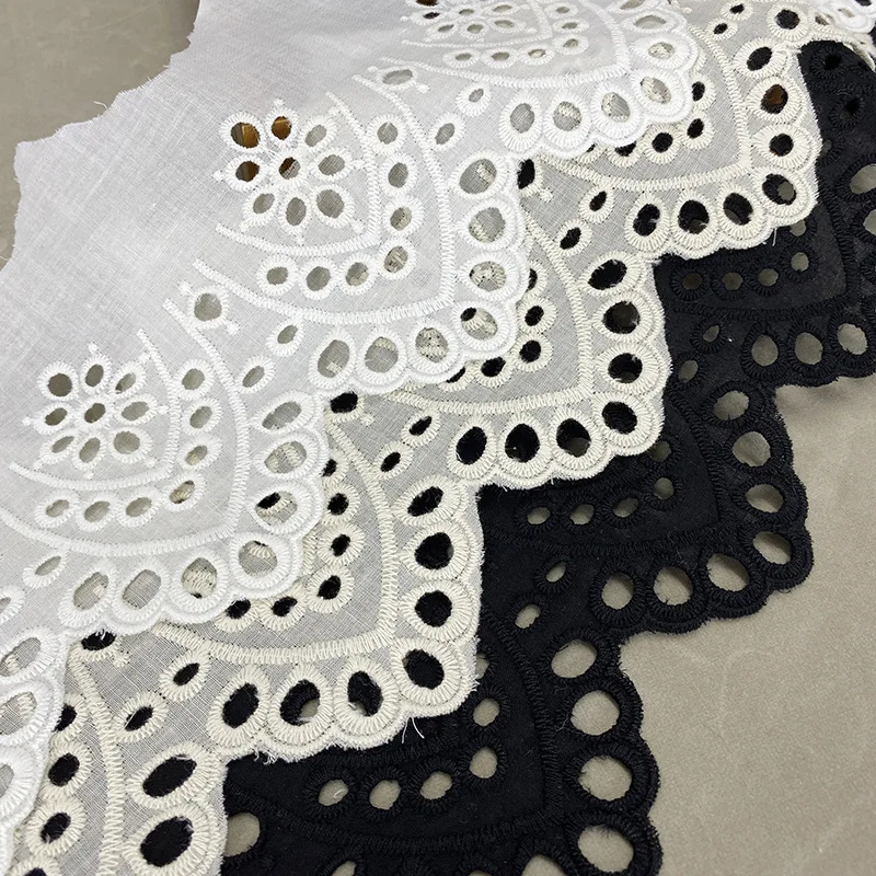 

15 Yards 12CM Dots Flower Skirt Wavy Edge Off White Embroidery Cotton Lace Ribbon Bows Hair DIY Crafts Handmade Accessories30666