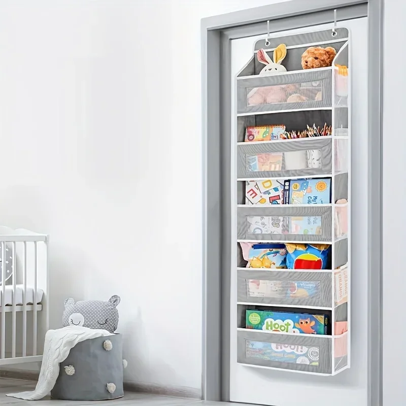 منظم تخزين معلق بخمسة أرفف - خلف الباب، مضاد للإمالة، 5 جيوب ذات سعة كبيرة، مناسب لغرفة النوم والحمام