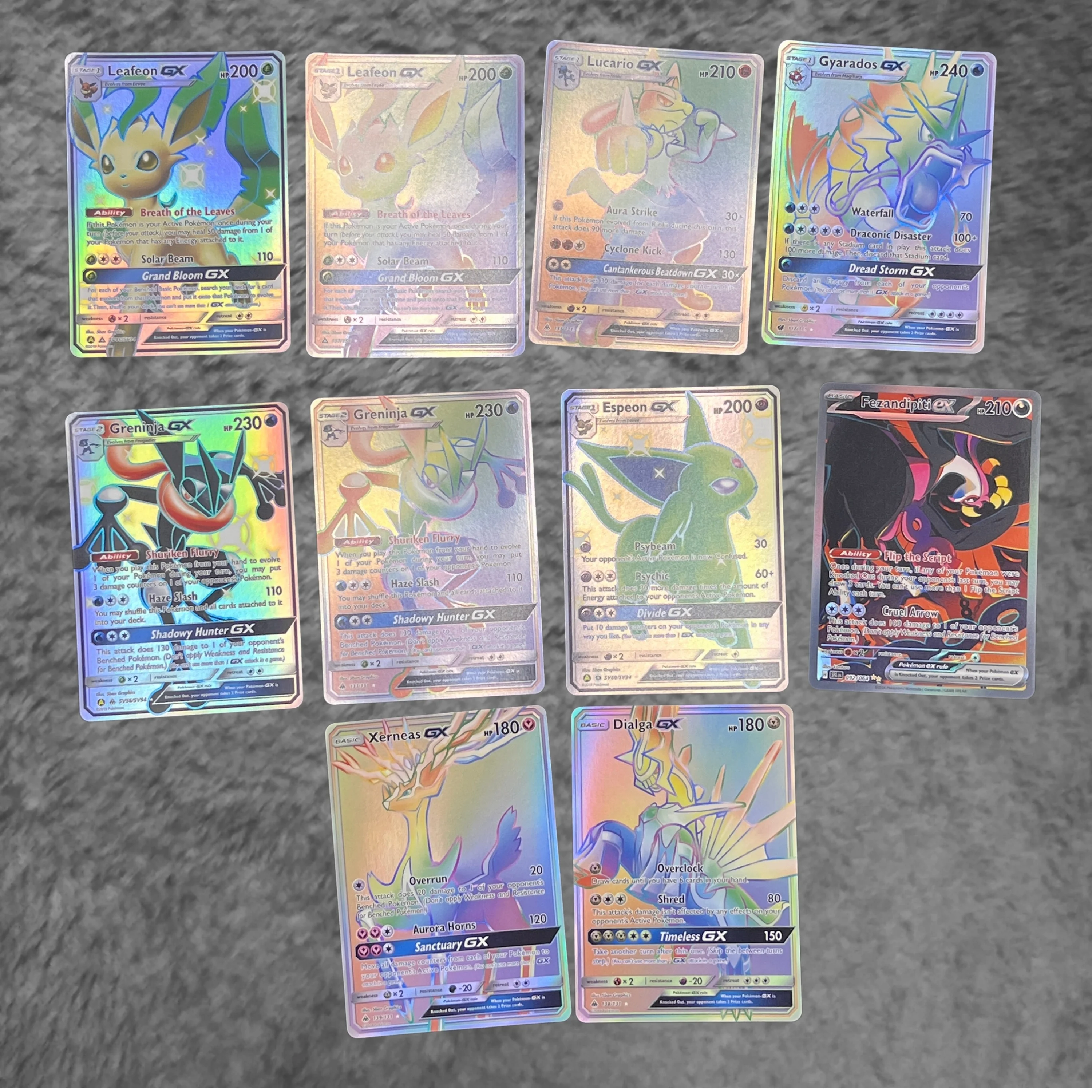 

PKM PTCG Premium Custom Holographic Proxy TCG Cards - Sun & Moon Ultra Prism & Hidden Fates GX Rainbow Replica