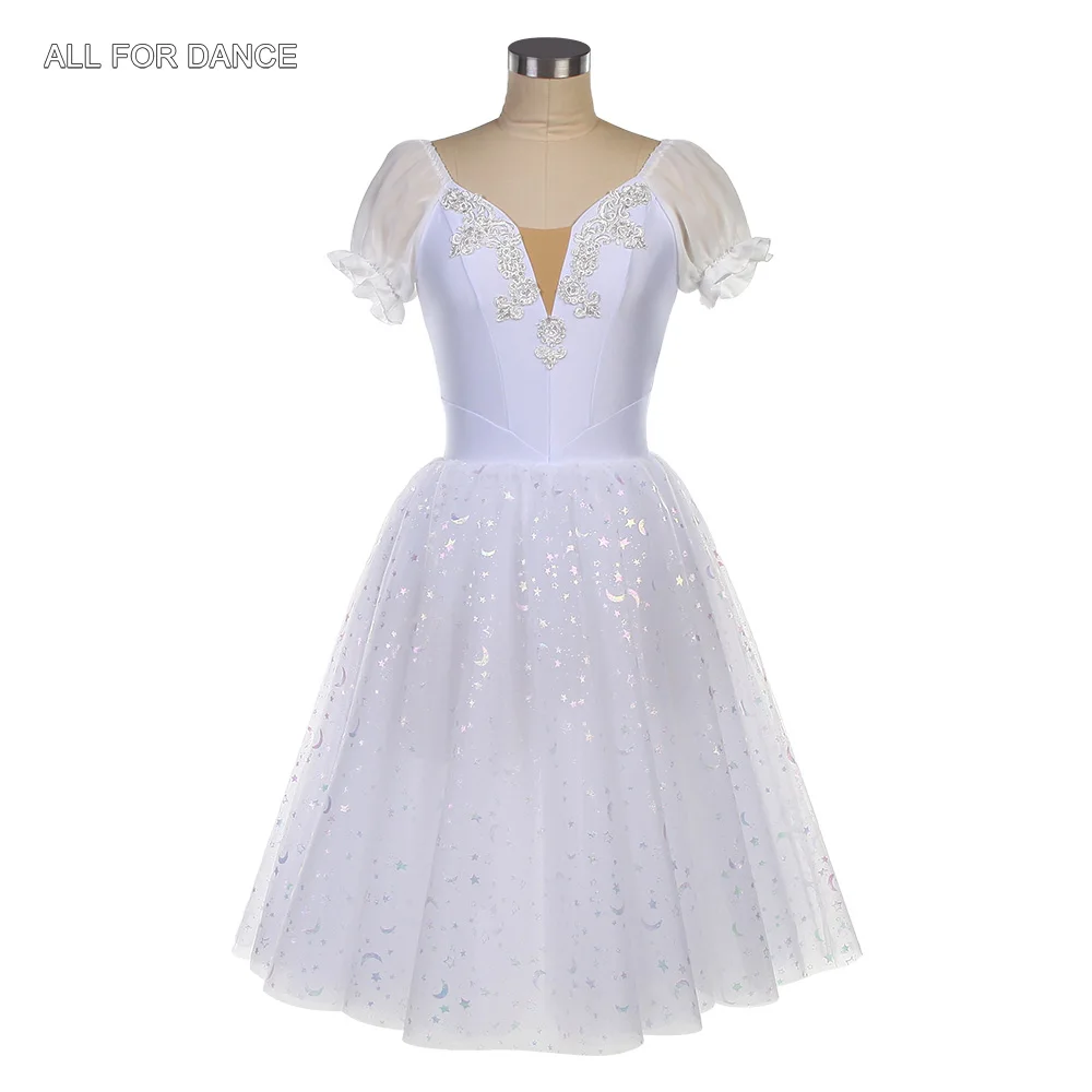 25110 Short Sleeves White Spandex top Bodice with Layers Soft Tulle Tutu Skirts Adult Girls Stage Performance Dancewear
