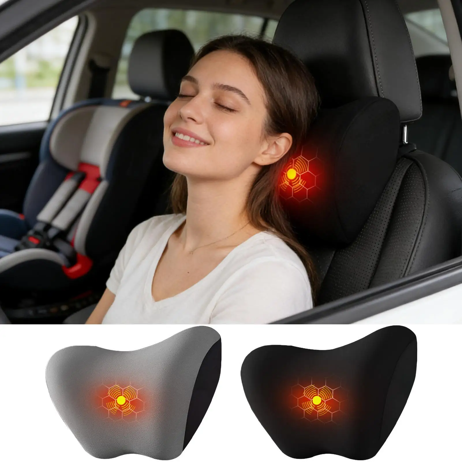 

Подголовник автомобиля, подушка для сиденья, подушка из пены с эффектом памяти, поддержка головы, подставка для шеи, электрический массаж с питанием от USB, дорожные подушки для автомобилей