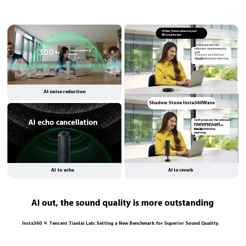 New Release Insta360 Wave AI Omnidirectional Microphone & Speaker 360° 5-Meter Smart Noise Reduction Wireless Bluetooth Live