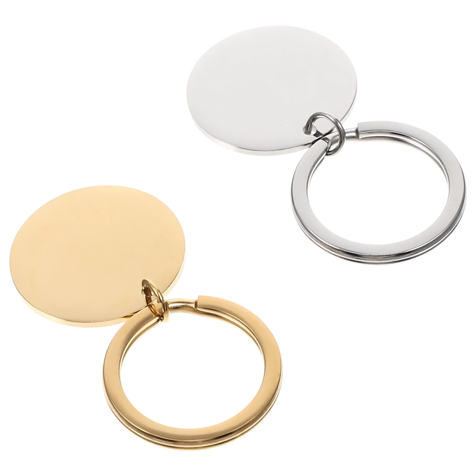 2 Pcs Stainless Steel Keychain Decorative Metal Blanks Blank Keyring Portable Metal Keychain Blanks for Craft Projects