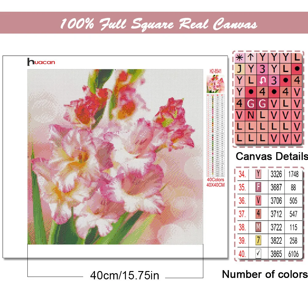 Huacan 5d DIY Full Square Diamond Painting Mosaic Orchid Flower Diamond Embroidery Cross Stitch Gladiolus Home Decoration