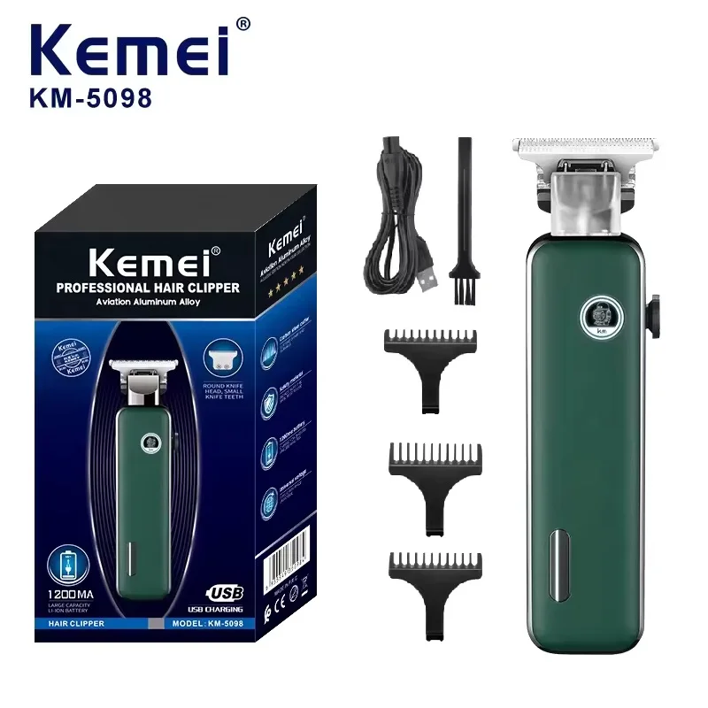 Kemei Professional Electric Hair Clipper USB Rechargeable Beard Trimmer Mini Portable Oil Head Carving Low Noise Motor KM-5098