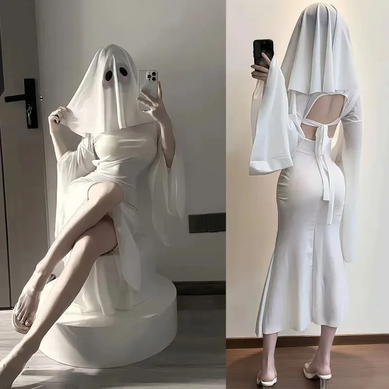 

Карнавальный костюм Ghost Girl, праздничный карнавальный костюм принцессы-призрака, женская тонкая облегающая юбка «рыбий хвост» из двух частей
