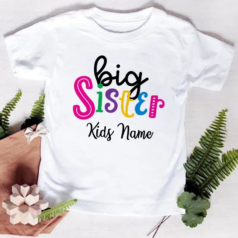 Personalized Big Sister Little Brother Matching Clothes Custom Name Kids T-shirt Bodysuit Birthday Party Family Look Outfit Tops