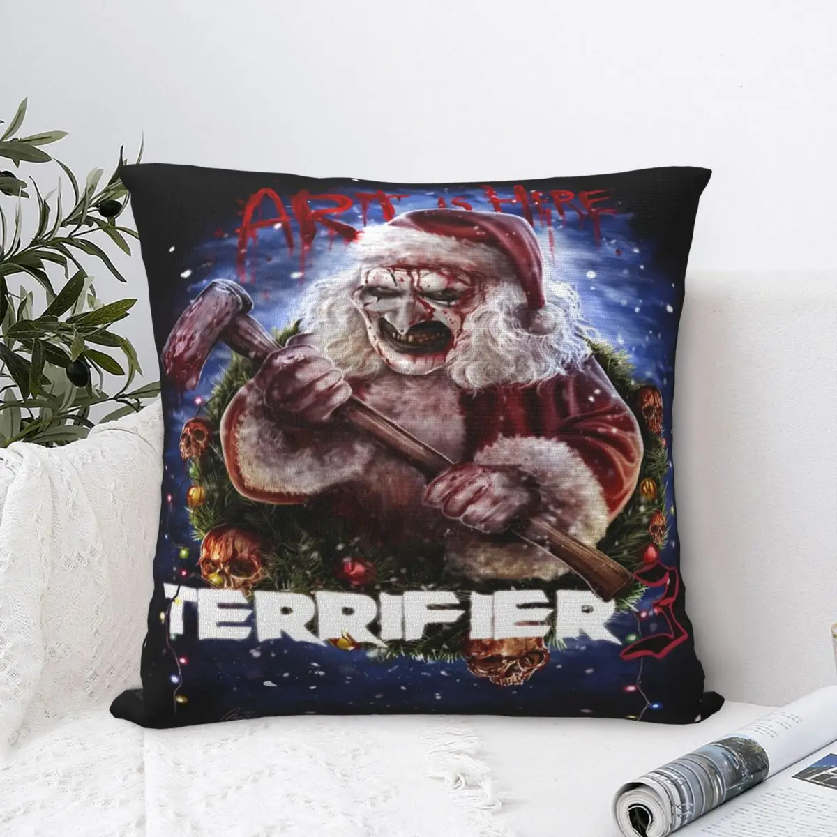 Y2K Living Room Christmas Terrifier 3 Art The Clown Horror MovieDecoration Pillowcases Merch Pillow Covers Square Multi-Size