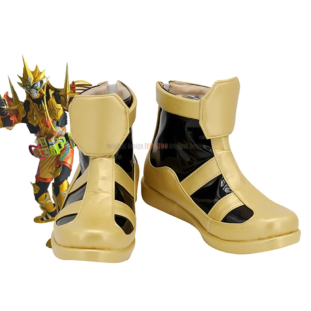 

Masked Rider Muteki Gamer Golden Shoes Cosplay Kamen Rider Muteki Gamer Cosplay Boots for Unisex