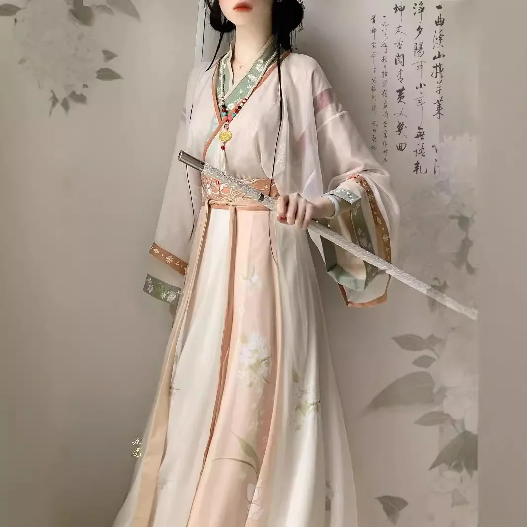 

Jin Hanfu women's collar waist-length skirt, one-piece broken skirt, daily summer cold costume
