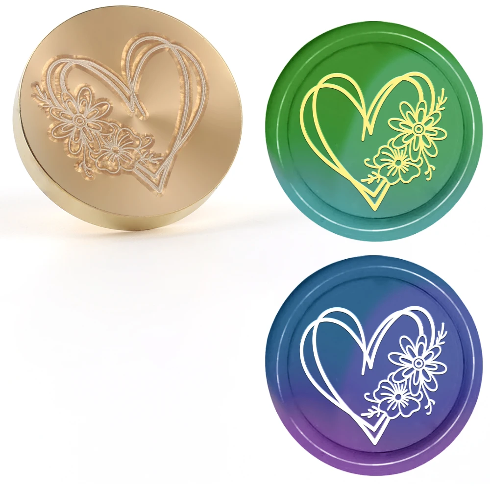 

Heart Wax Seal Stamp, Wedding Wax Seal Stamps Interchangeable Brass Stamp Heads for Decorating Gifts and Greeting Cards