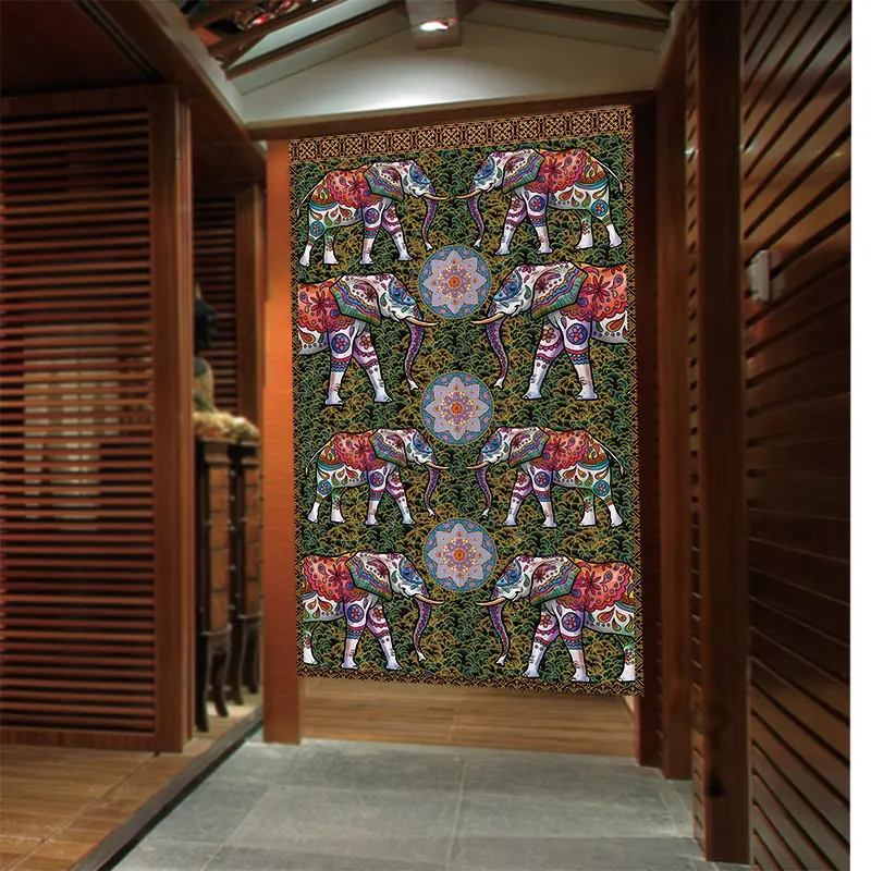 Ethnic style retro fabric door curtain Tibetan Indian homestay elephant pattern cloth curtain decorative curtain hanging curt