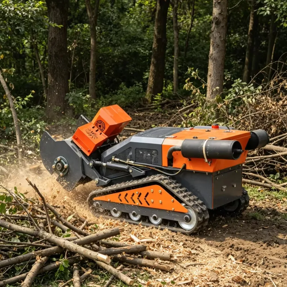 High Power Range Extended Crawler Mulcher Remote Controlled Compact Brush Small Tree Shredder Blade Replacement