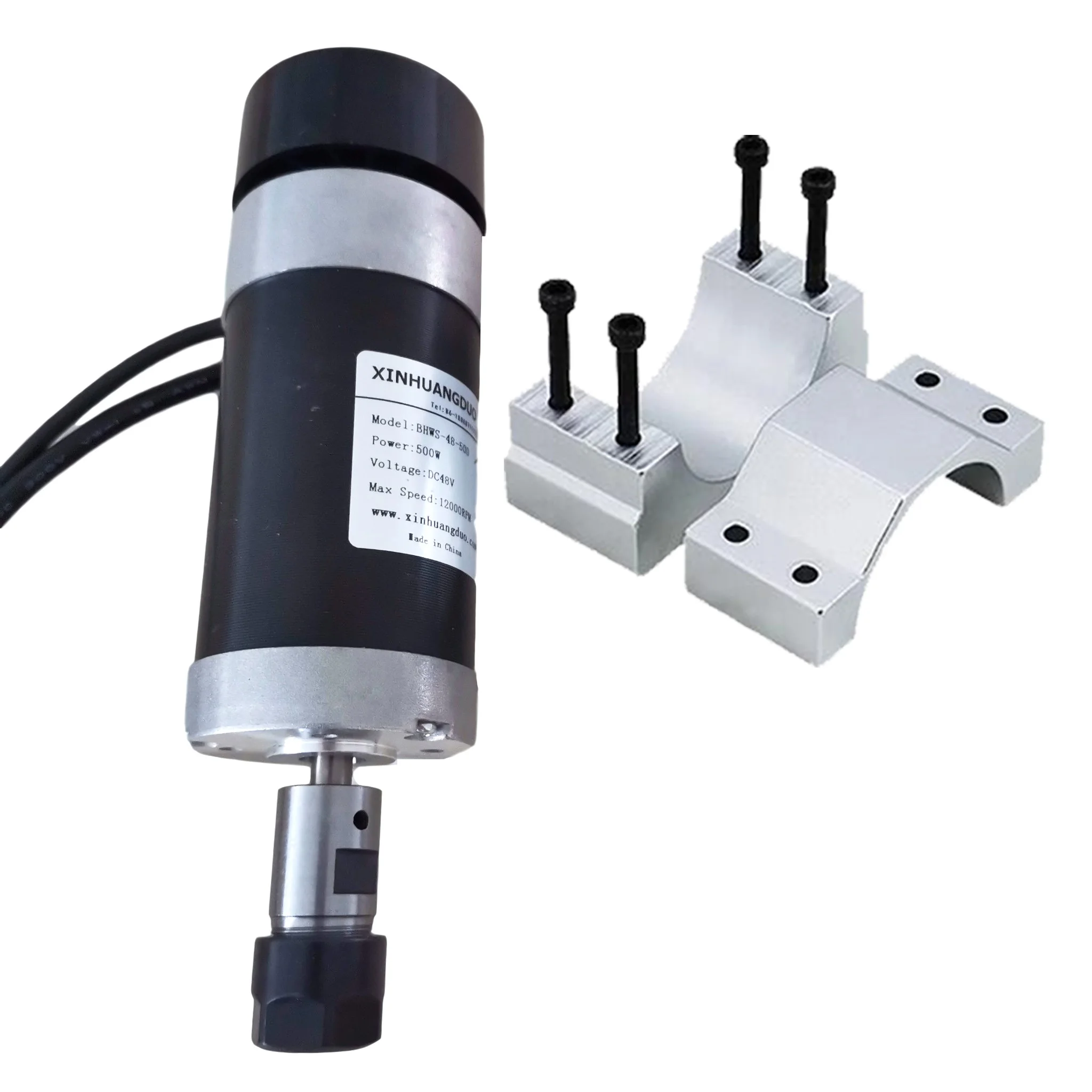 48VDC 500W Brushless Motor  High Speed Big Torque  CNC Engraving Milling Air Cooled Spindle Motor Carving  + 1PCS 57mm Clamp