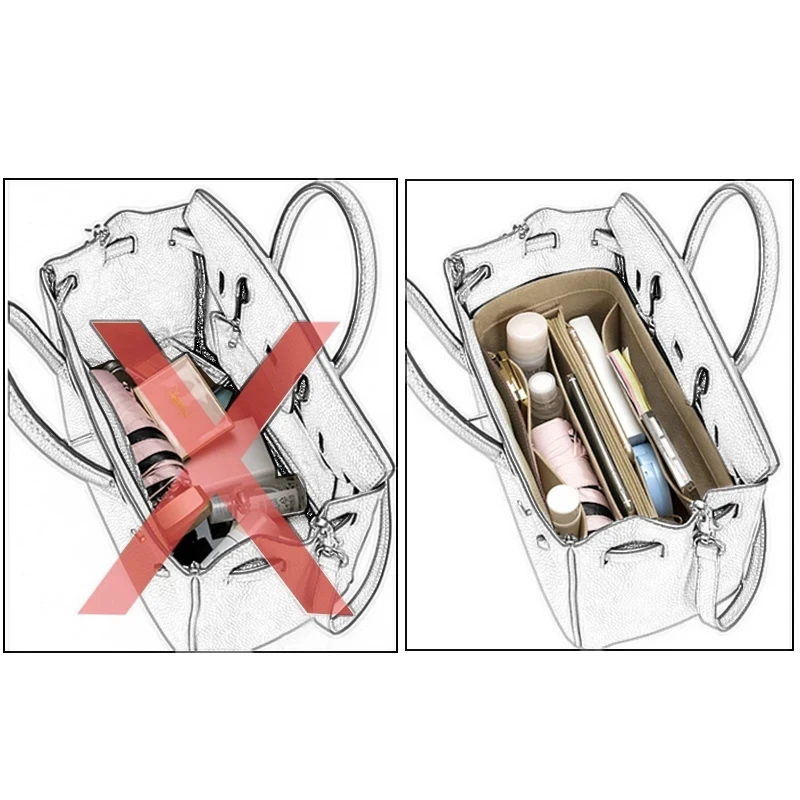 Fits For H Bir kin 25 30 35 Bag Insert Organizer Makeup Handbag Organizer Travel Inner Portable Cosmetic Original Organize Bags