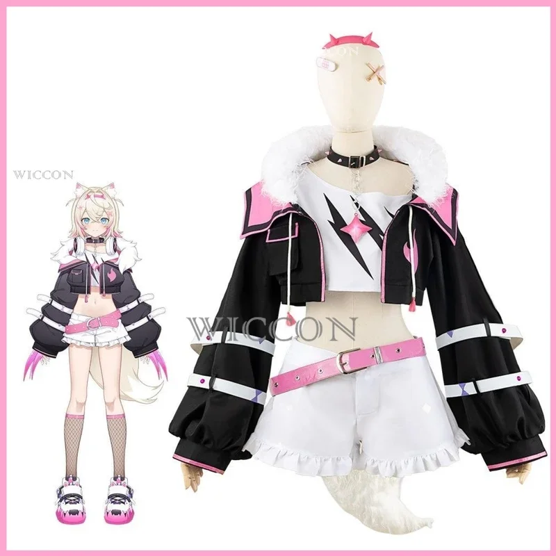 Anime Virtual YouTuber Mococo Abyssgard Cosplay Costume Hololive IN Moco-chan Wig Hip Hop Uniform Coat Woman Sexy Carnival Suit