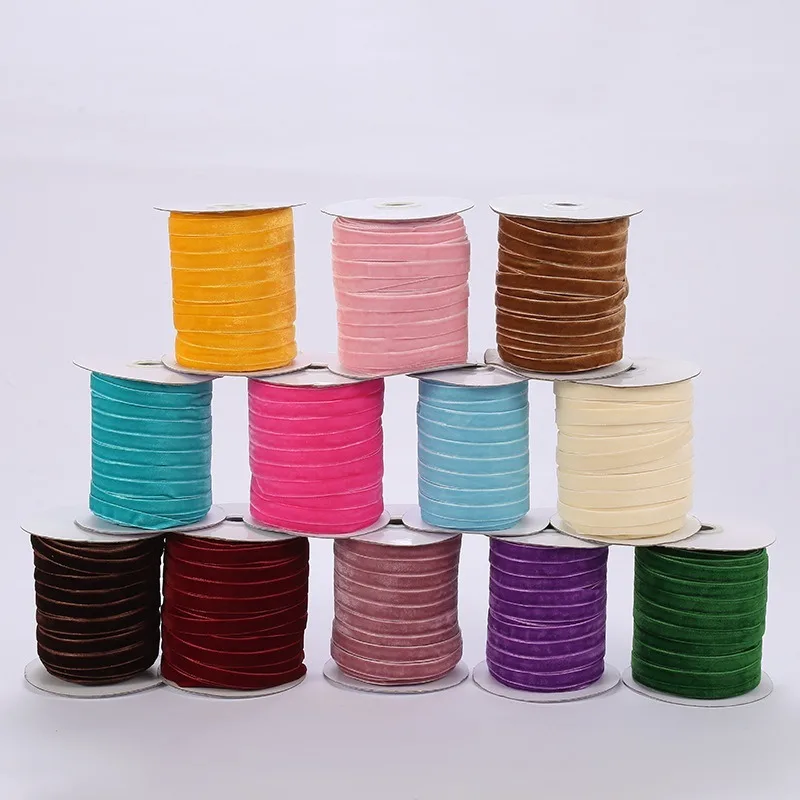 

50Yards, 1cm Wide, New High-quality Christmas Bow Velvet Ribbon DIY Flocking Ribbon Nylon Velvet Jewelry Ribbon Accessories