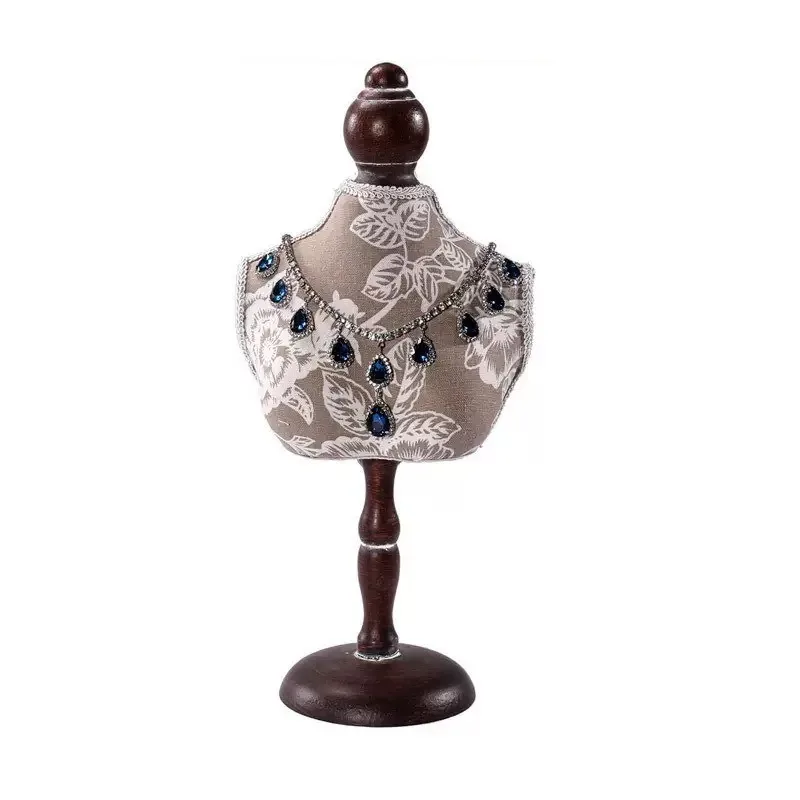 Linen Necklace Display Portrait Counter Luxury Jewelry Showcase Stand Portable Lace Pendant Bust Rack Jewelry Organizer Holder