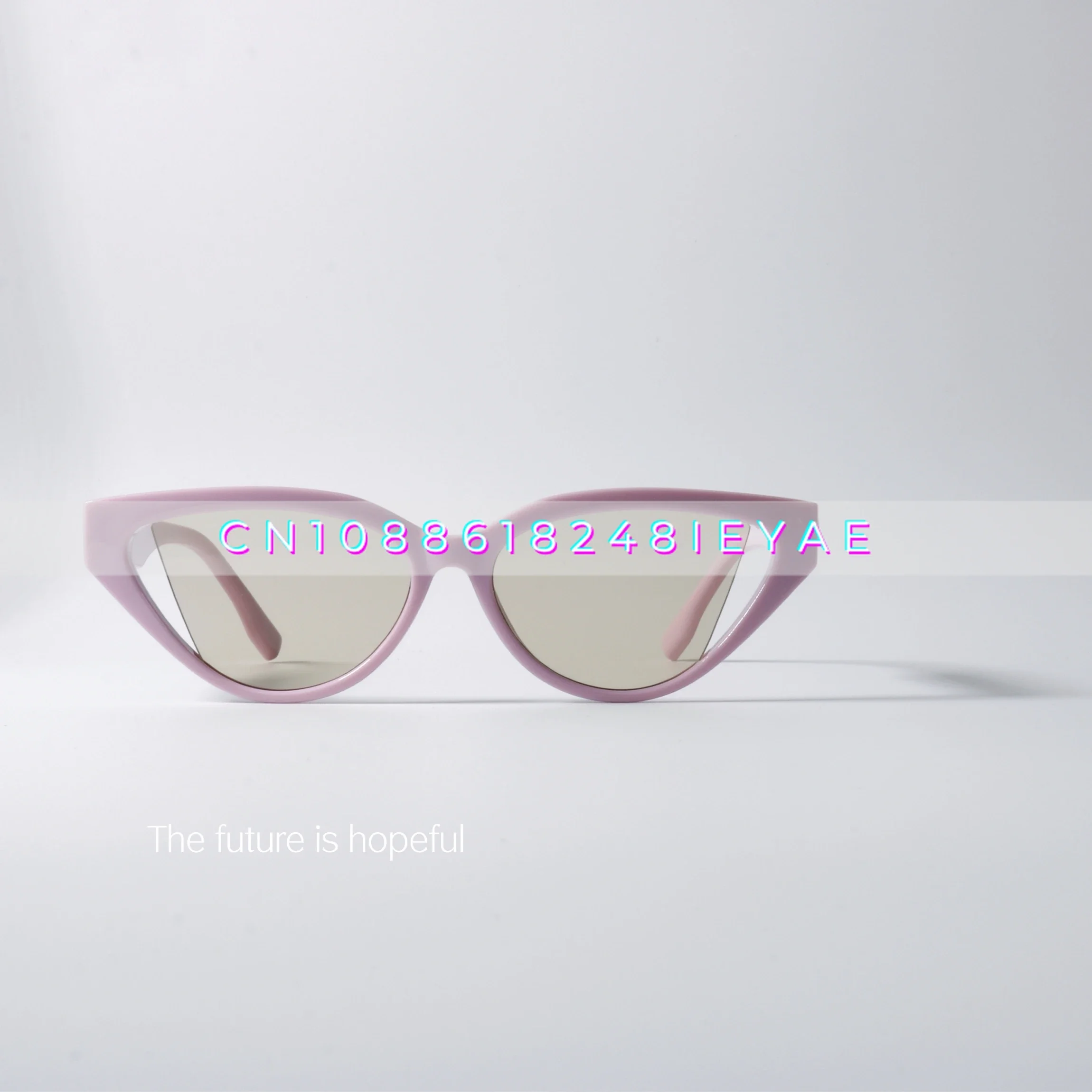 Simple and Elegant Naked Pink Frame Sunglasses Uv400 Anti-ultraviolet Personalized Cutting Design Sunglasses