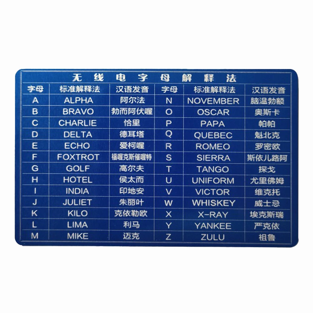 

Aluminum CW Code Training Card for Effective For Morse Code Learning Dual Sided with Radio Communication Characters