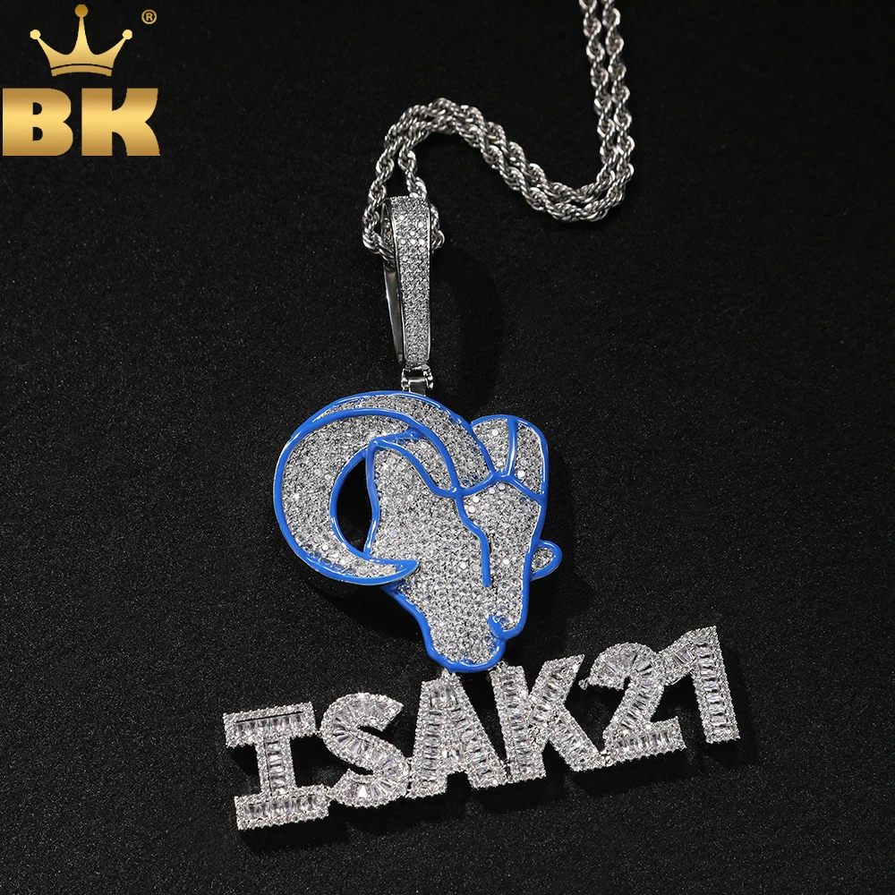 

TBTK Enamel Goat Bail Custom Small Baguettecz Name Necklace Iced Out CZ Letters Pendant Chain Necklace Hiphop Jewelry
