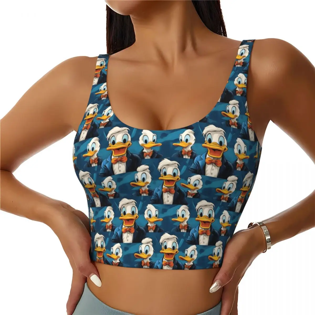 

Custom Donald Duck Manga Cute Workout Crop Tank Tops Women's Nostalgic Yoga Sports Bras