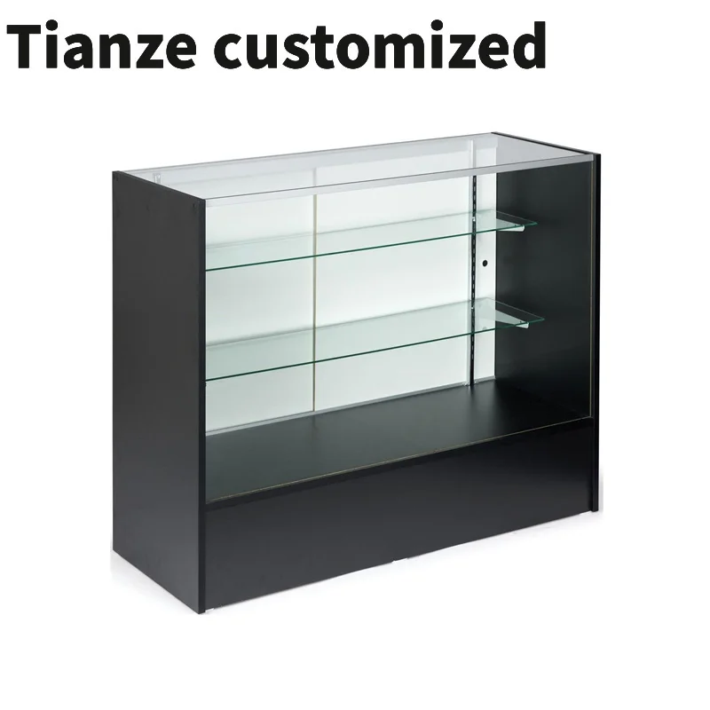 Vitrine d'affichage en verre personnalisée avec lumière LED, cabine en verre trempé, bijoux en bois, magasin de détail de fumée, offre spéciale