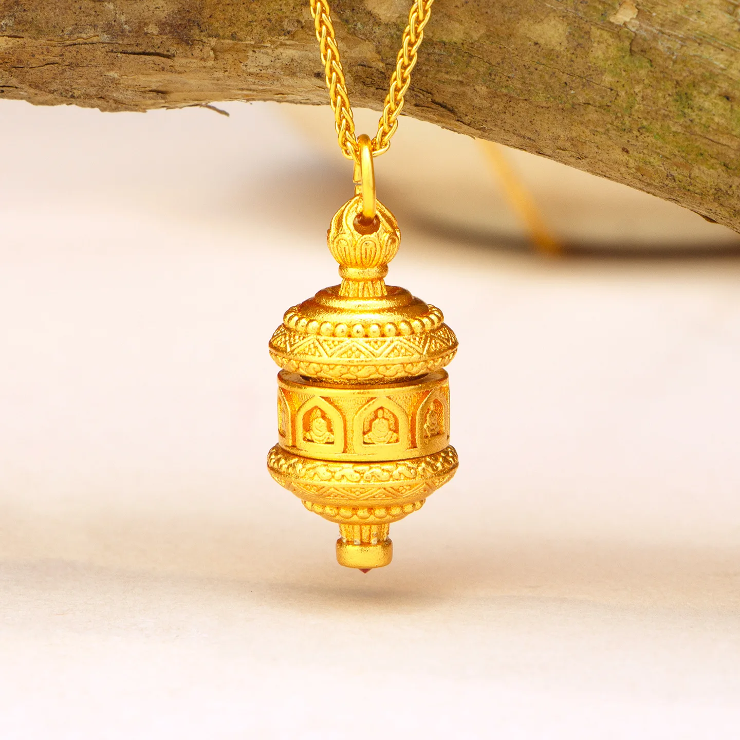 

Роскошное ожерелье из чистого золота 24K 9999 пробы с вращающимся Буддой, универсальная цепочка на ключицу для женщин