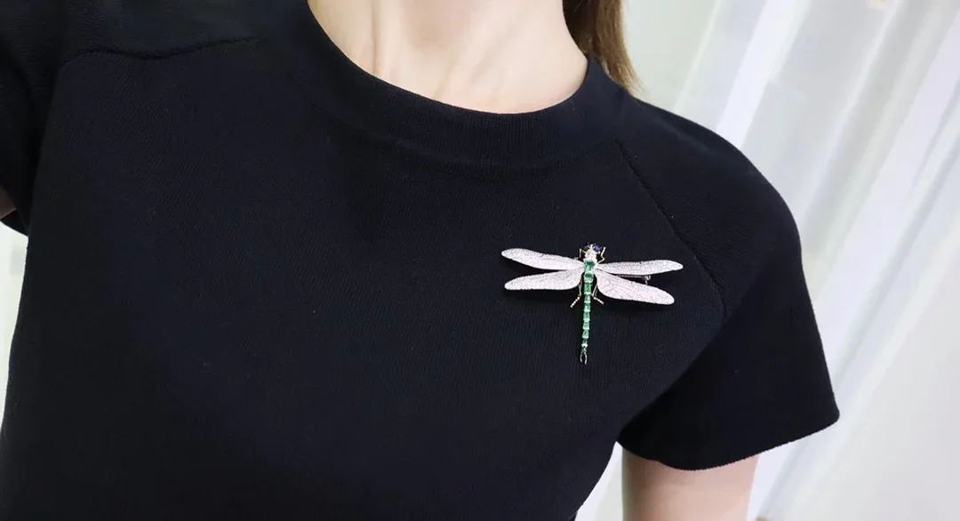 Ruif High Sense Special 925 Silver Dragonfly Brooches for Women 55×74mm Pins Coat Accessories Animal Jewelry Gifts