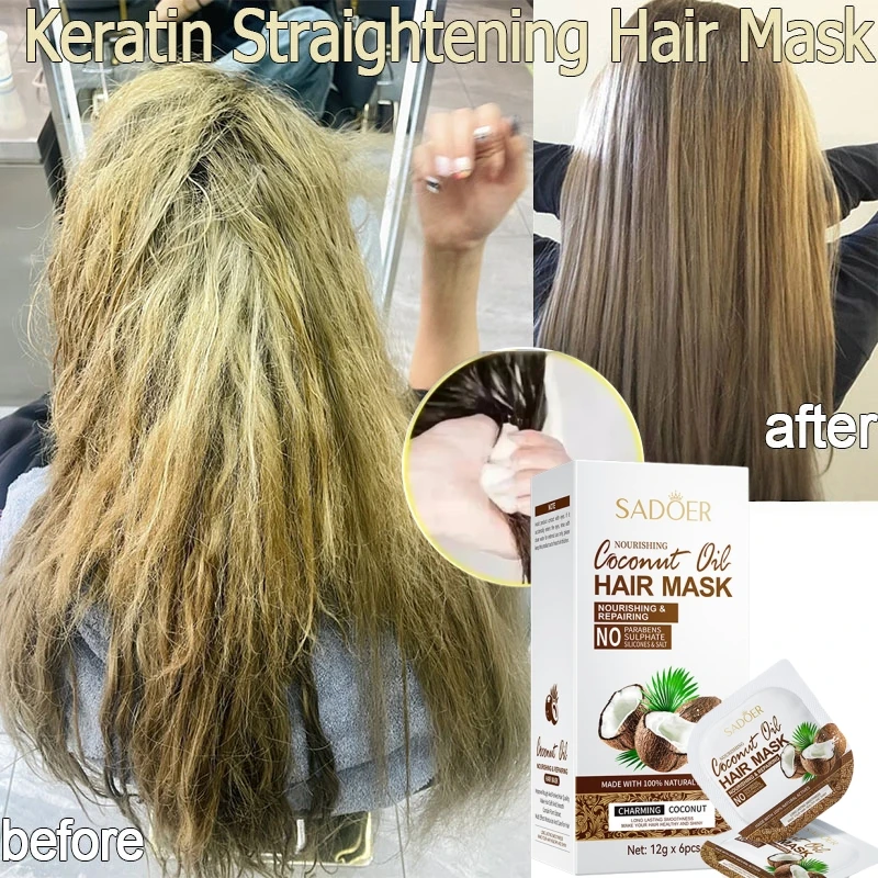 

Keratin Smooth Hair Care Mask 5-Second Natural Repair Damaged Frizzy Hair Deep Moisturize Treatment Soft Smooth Shiny Hair Mask
