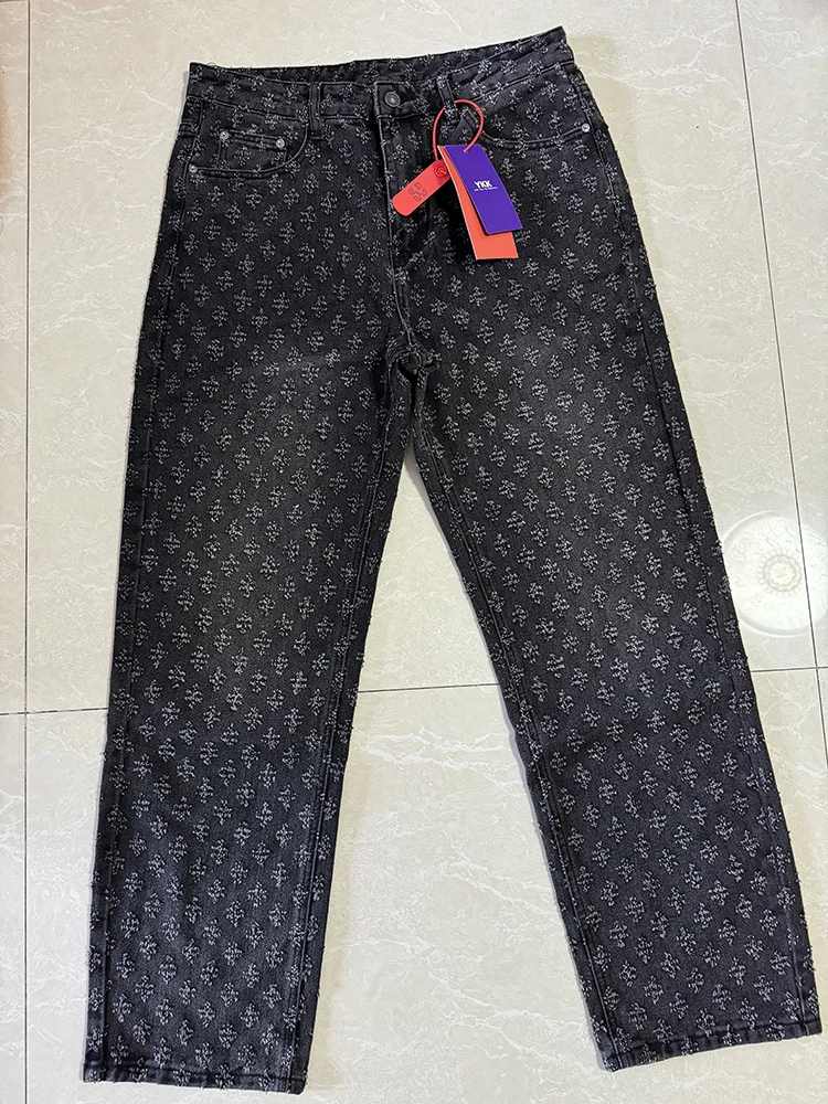 سراويل الرجال المتعثرة الرجعية مع ثقوب ممزق ، الجينز فضفاضة تناسب ، سراويل الشوارع ، الذكور الساق واسعة ، سترة جديدة الجينز