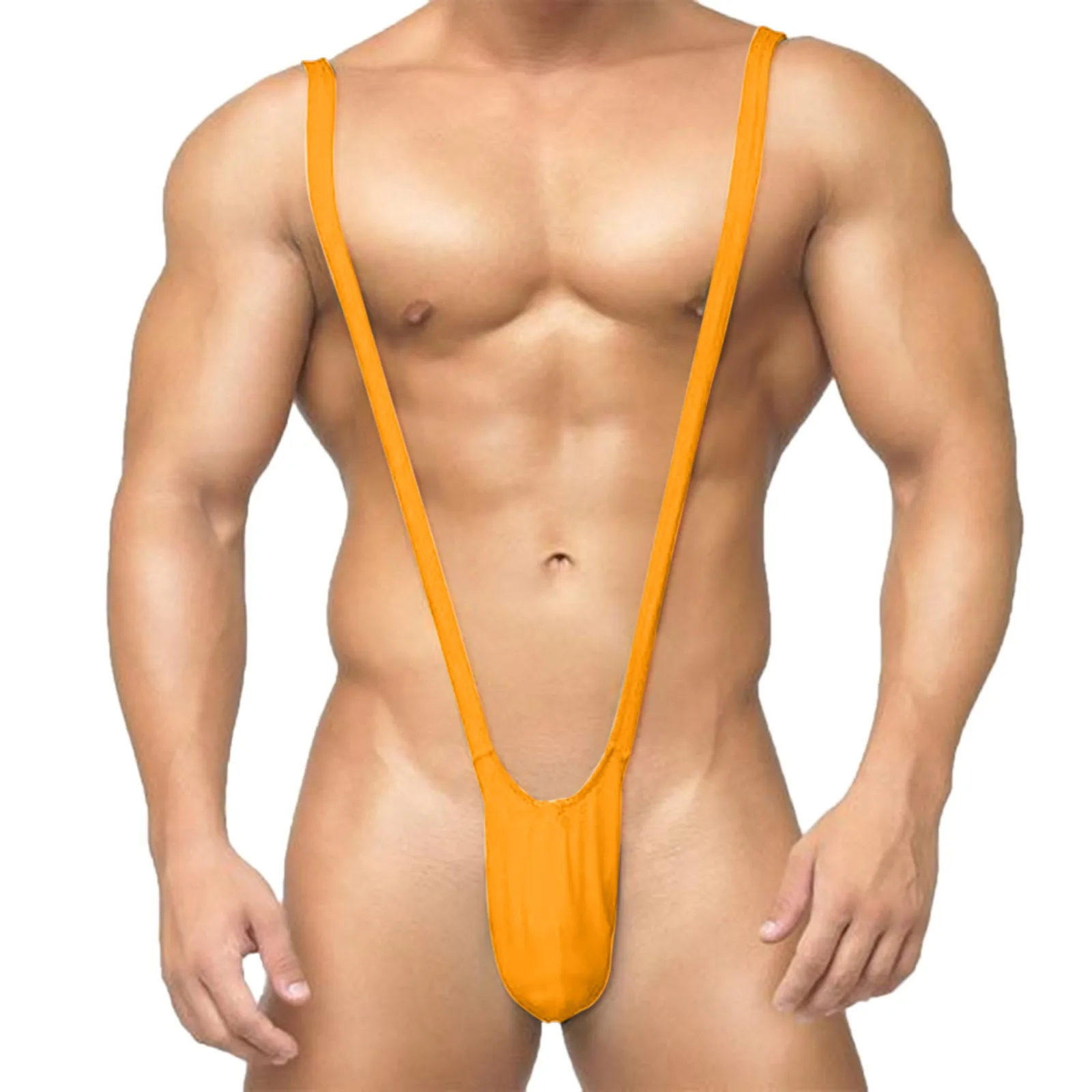 Erotic Swimsuits Thong Underwear Solid Color Deep V-shaped Bodysuit Man One-piece Body Suits T-back Cueca Erotic Underpants