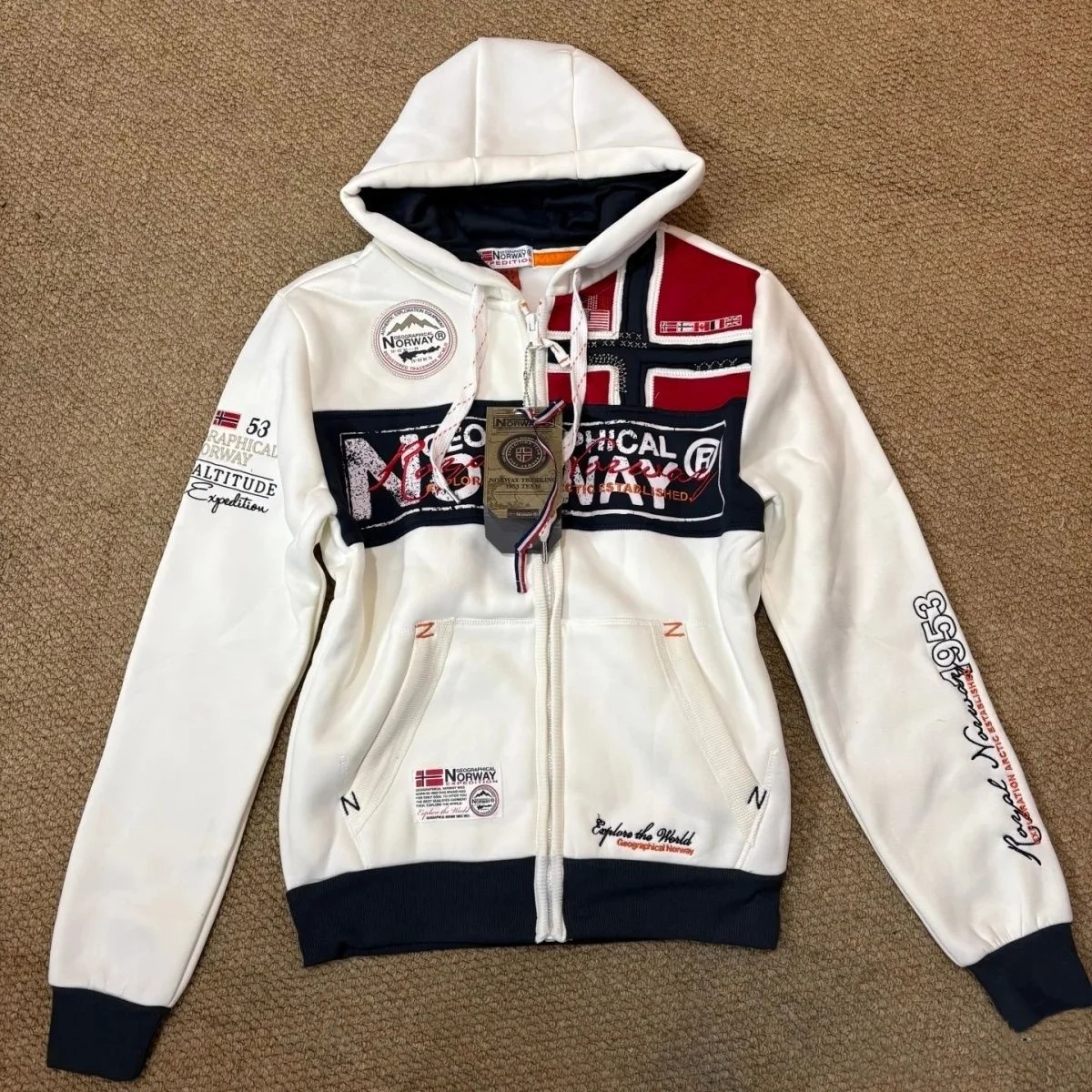 Retro American Japanese Style Long Sleeve Hooded Fleece Lined Vintage Jacket Color Block Letter Pattern Women's Outerwear
