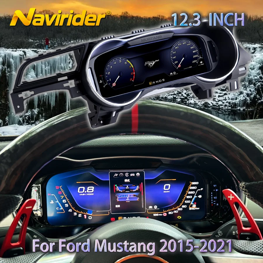 LCD Dashboard Panel For Ford Mustang 2015-2021 Tachometer Digital Cluster Instrument Speedometer Display Virtual Cockpit Carplay