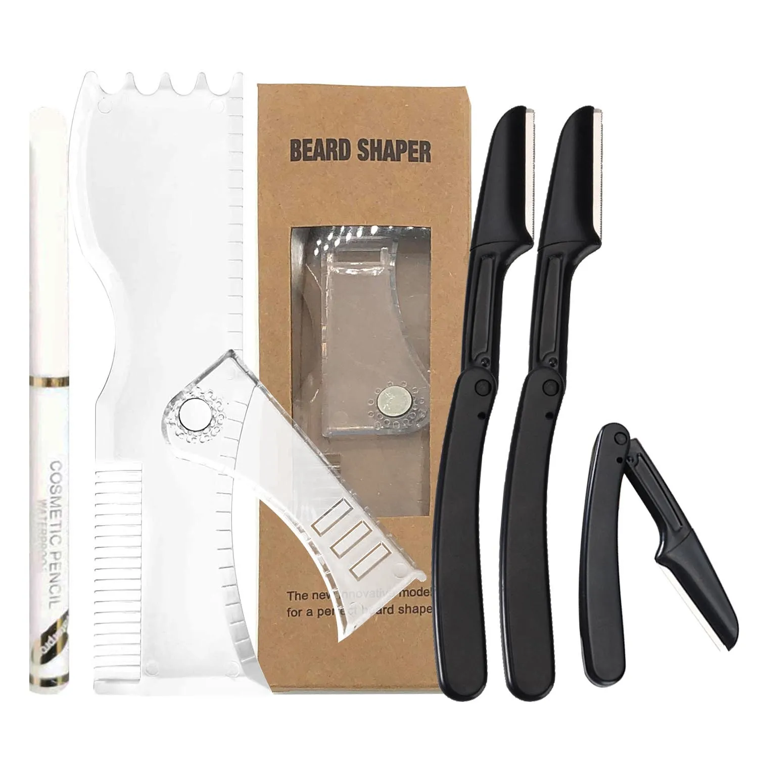 

Beard Shaper Kit Adjustable Beard Stencil Tool For Men 3 In 1 Beard Guide Shaping Styling Tool Rotary Moustache Template Ruler